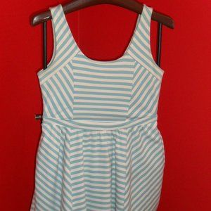 Blue and white striped dress